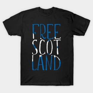 FREE SCOTLAND, Scottish Independence Saltire Flag Text Slogan T-Shirt